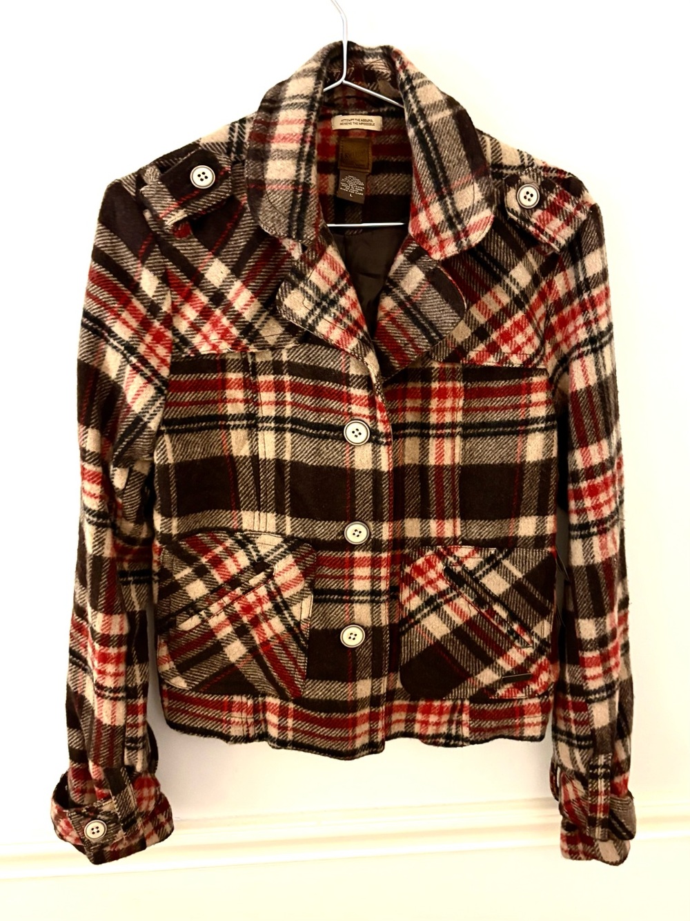 RUFF HEWN Wool Blend Plaid
Vintage Short Coat, brown/tan